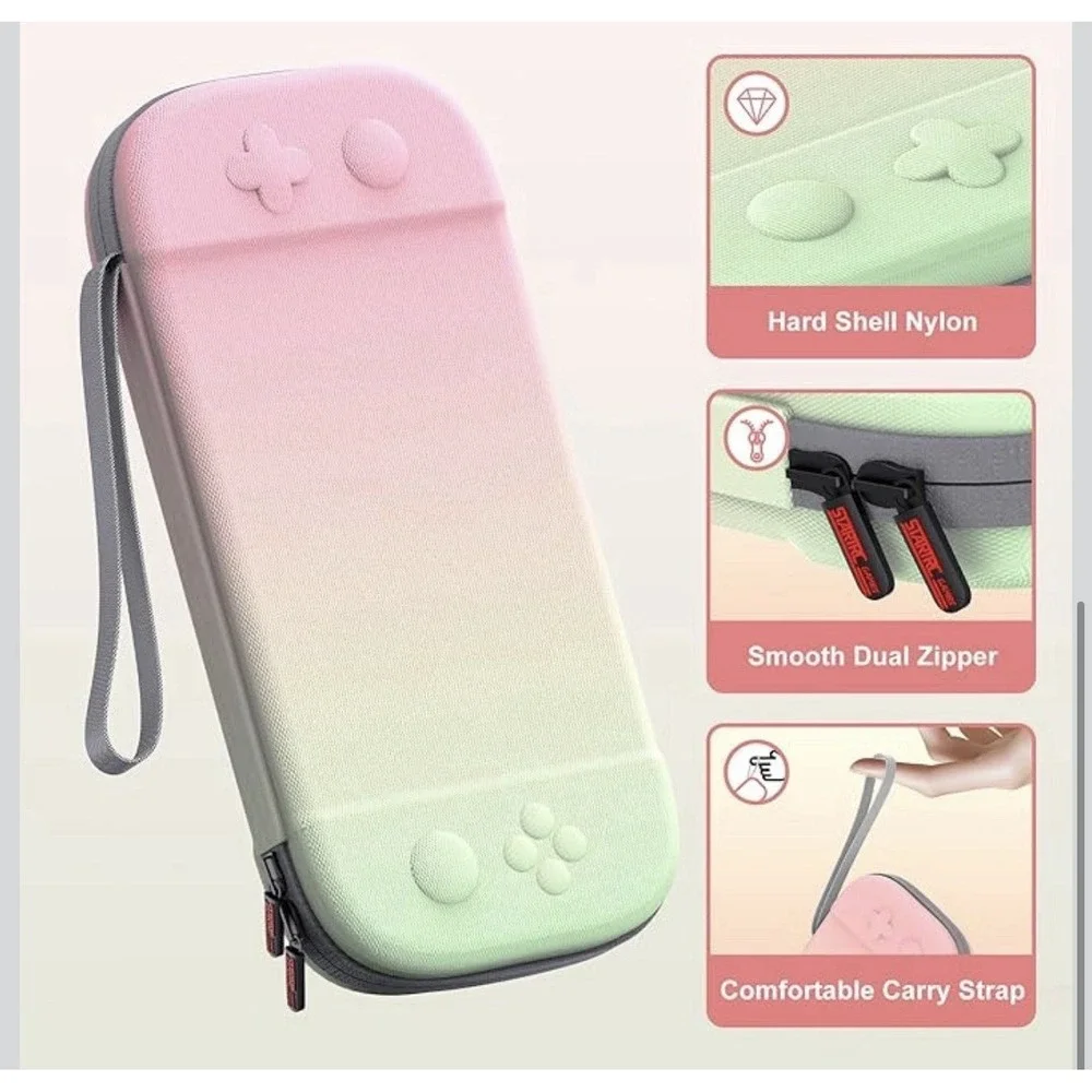 STARTRC GAMES Slim Hard Shell Carrying Case for Nintendo Switch 2 Pink & Green